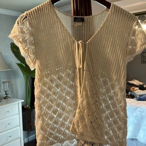 Knitted short sleeve cardigan, white